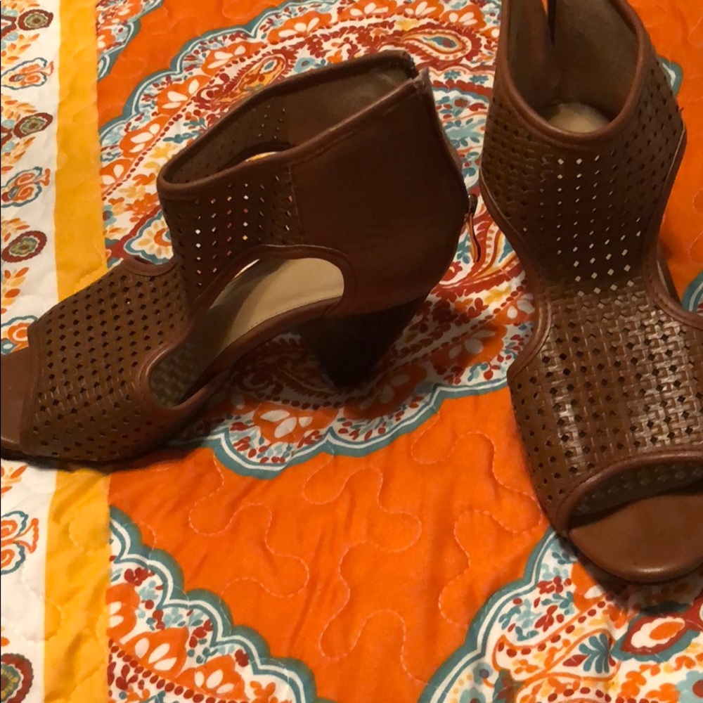 Cato leather peep toe wedge heels